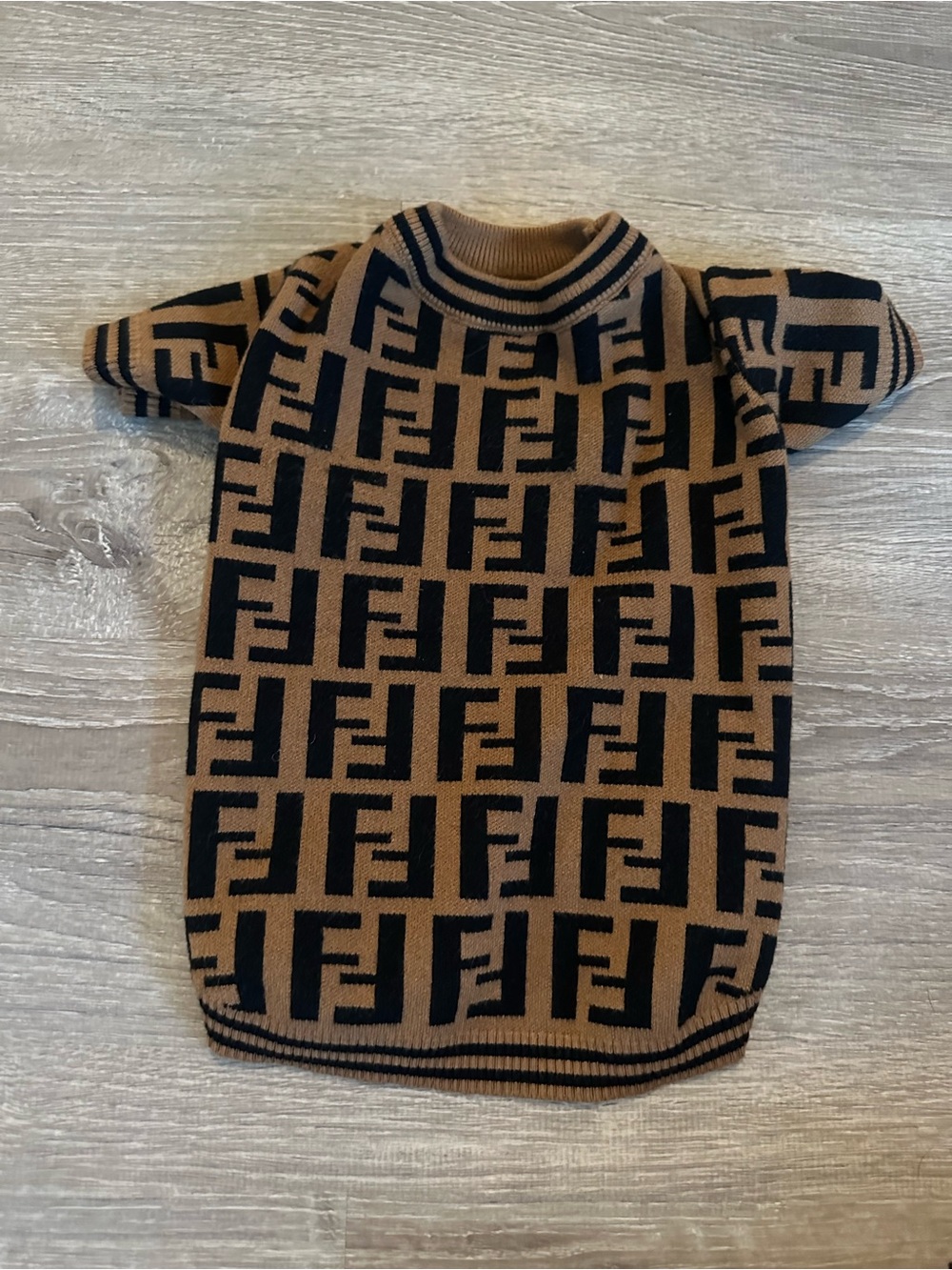 Fendi-Style Brown and Black Logo Knit Sweater